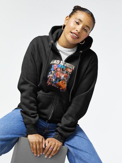 Bad Bunny Zipped Hoodie, Bad Bunny merch