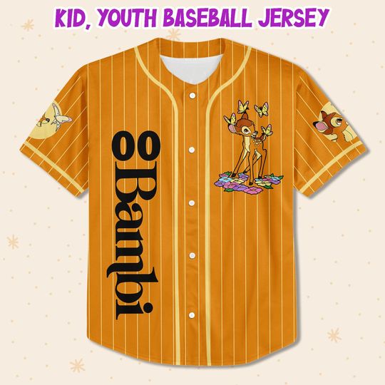Personalized Disney Bambi Stripe Brown Baseball Jersey