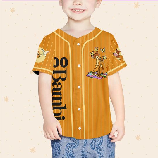 Personalized Disney Bambi Stripe Brown Baseball Jersey