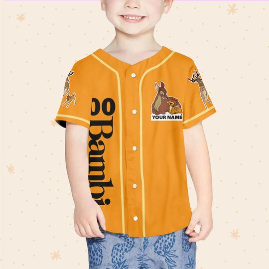 Personalized Disney Bambi Orange Baseball Jersey