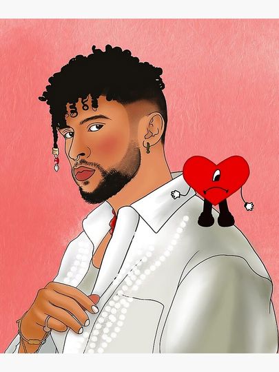 Bad Bunny Fanart Canvas - Bad Bunny merch