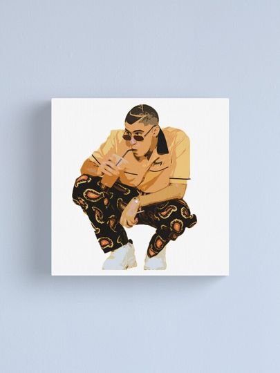 Bad Bunny Yellow Drawing Canvas Print