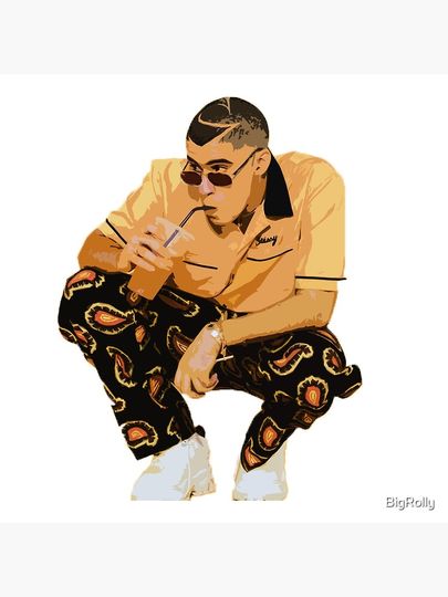 Bad Bunny Yellow Drawing Canvas Print