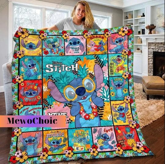 Disney Lilo And Stitch Sofa BLANKET Halloween Gift Christmas Gift