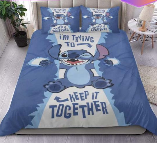 Blue Stitch I'm Trying To Keep It Together Lilo And Stitch 3D Bedding Set