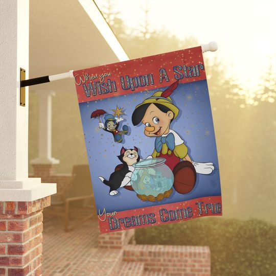 Pinocchio  Garden Flag, Disney Themed Pinocchio Art