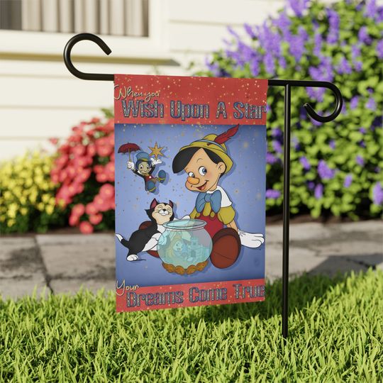 Pinocchio  Garden Flag, Disney Themed Pinocchio Art