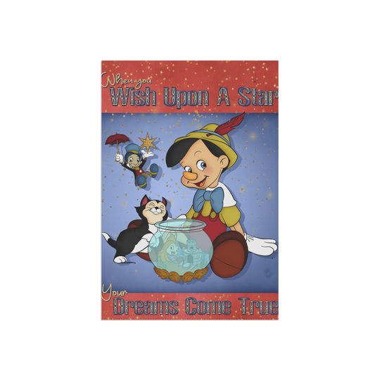 Pinocchio  Garden Flag, Disney Themed Pinocchio Art