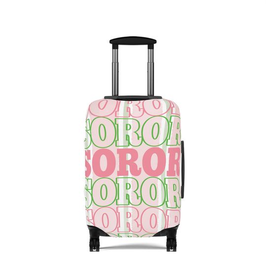 AKA Inspired Stacked Soror Pink and Green Luggage Cover