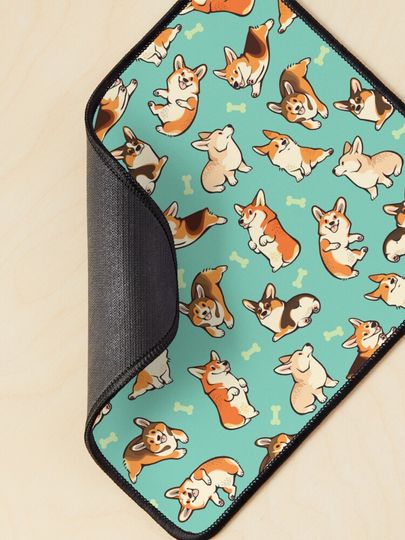 Cute Jolly corgis in green Mouse Pad