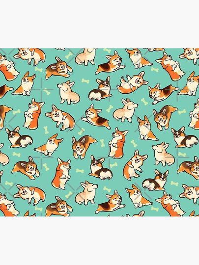 Cute Jolly corgis in green Mouse Pad