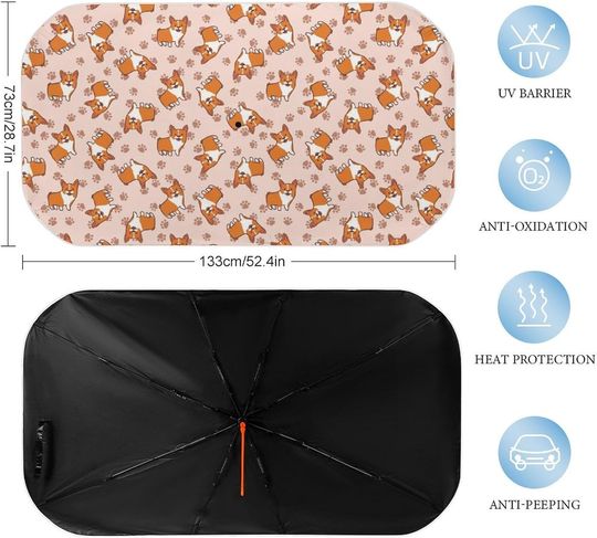Corgi Car Sunshade, Corgi Lovers Gifts