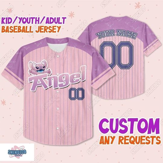 Personalized Angel Baseball Jersey, Stitch Angel Baseball