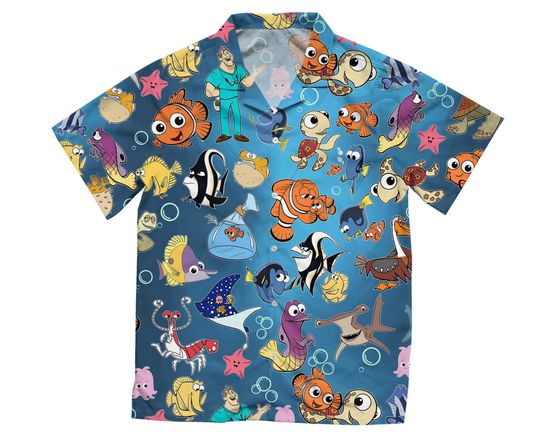 Finding Nemo Group Characters Hawaiian Shirt, Marlin Bruce Squirt Dory, Disney Hawaii Shirt ingdom