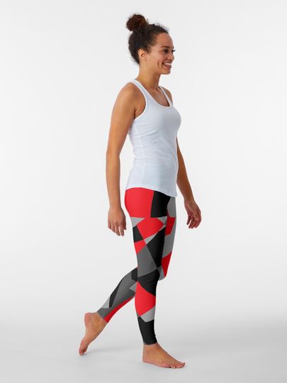Black, Gray, Red Camo Pattern Leggings