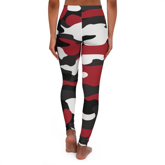 Red Camo Pattern Leggings, gift for mother's day