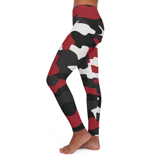 Red Camo Pattern Leggings, gift for mother's day