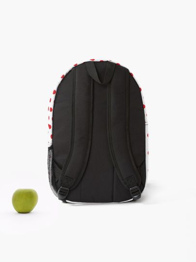 Red on White Polka Dot Face Mask Backpack