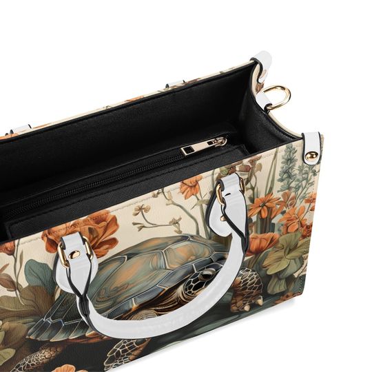 Turtle Purse Handbag, Vegan Leather Bag, Forest Tortoise Shoulder Bag