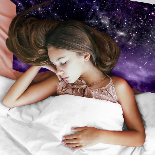 Galaxy Purple Starry Sky Printed  Bedding Set