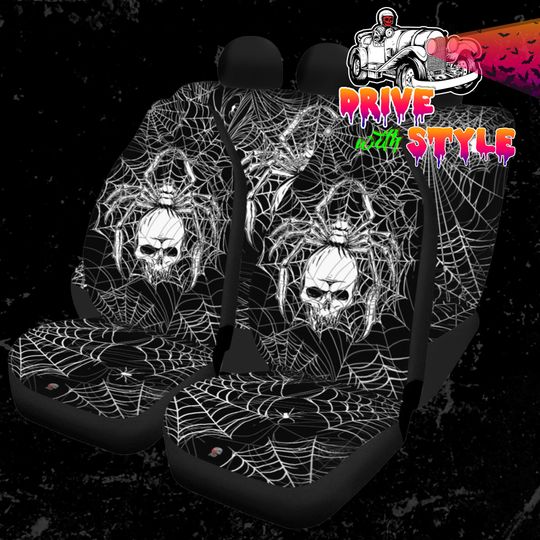 Lurking Death - spider skull web Car Seat Covers