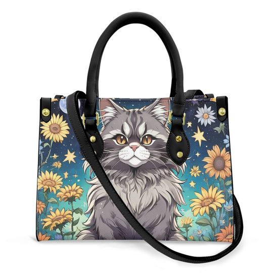 Maine Coon Cat Leather Handbag, gift for mom