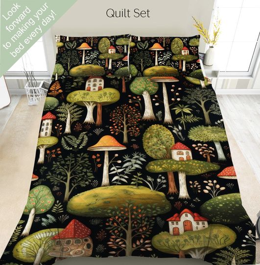 Mushroom Patterns Bedding Set -  Room Decoration
