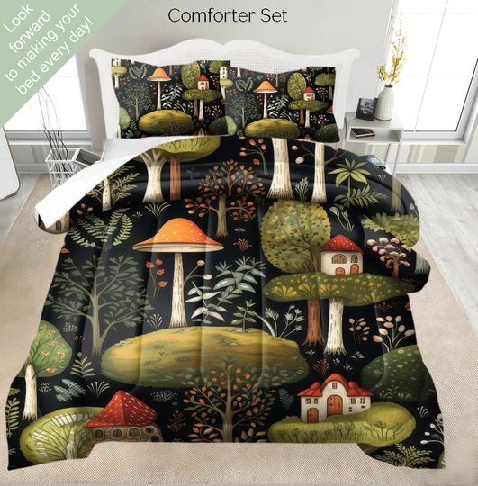 Mushroom Patterns Bedding Set -  Room Decoration