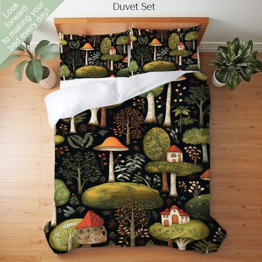 Mushroom Patterns Bedding Set -  Room Decoration