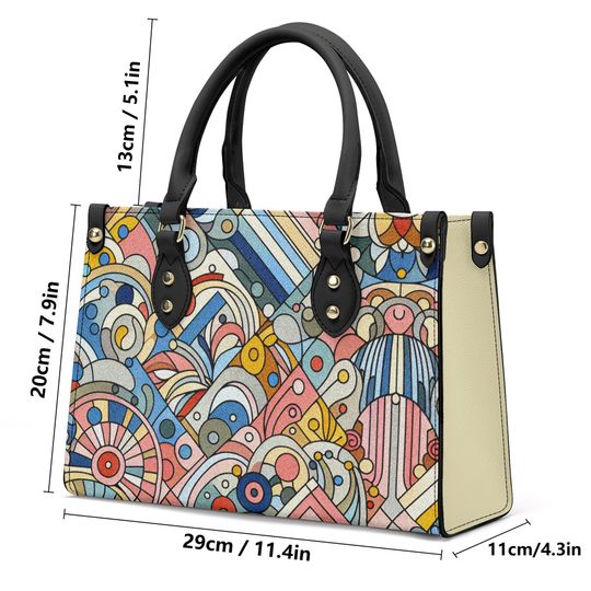 Leather Handbag  beautiful  design abstract art spring colors