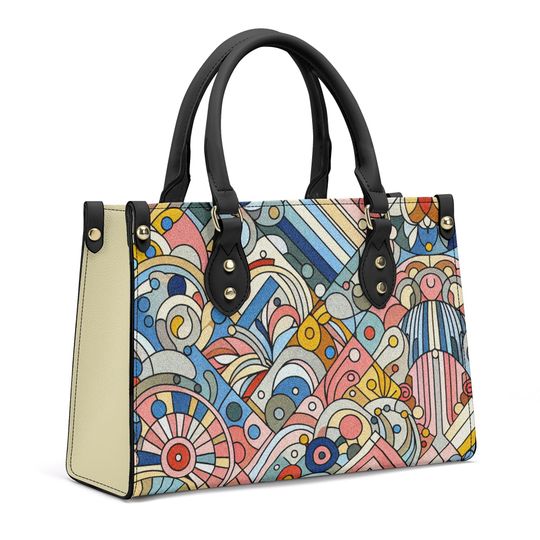 Leather Handbag  beautiful  design abstract art spring colors