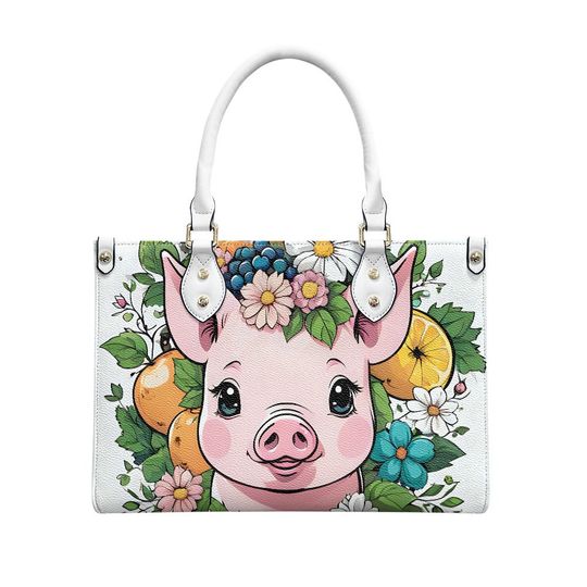 pig - Leather bag with cute animal print, Mother's day Gift