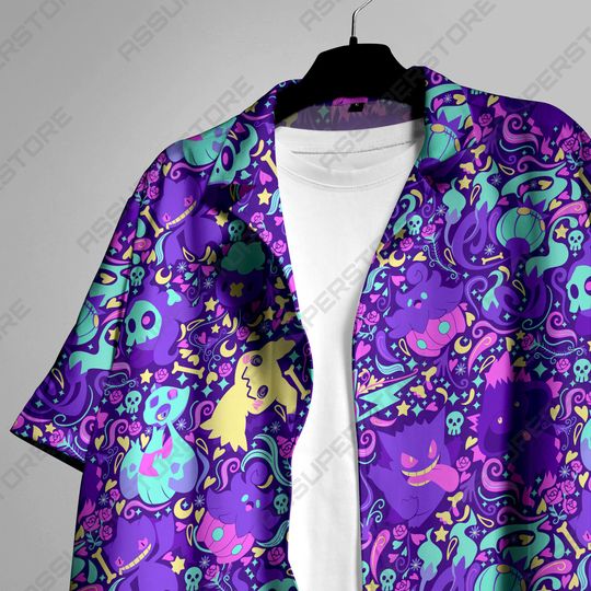 Gengar Pattern Hawaii Shirt, Tropical Beach Hawaii Shirt