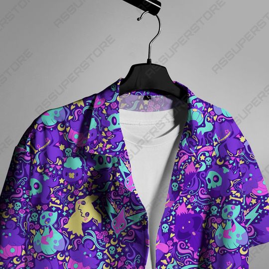 Gengar Pattern Hawaii Shirt, Tropical Beach Hawaii Shirt