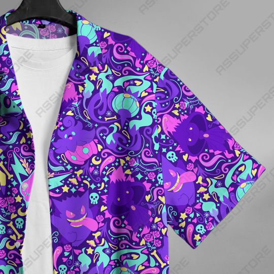 Gengar Pattern Hawaii Shirt, Tropical Beach Hawaii Shirt