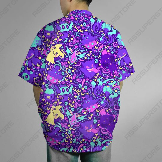 Gengar Pattern Hawaii Shirt, Tropical Beach Hawaii Shirt