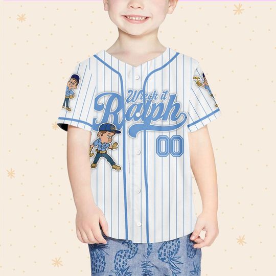 Custom Disney Wreck it Ralph Felix Simple Stripe Baseball Jersey