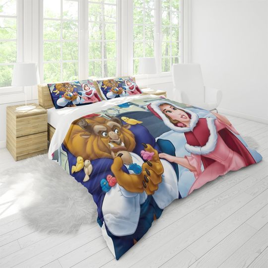 Beauty And The Beast Three Piece Printed Fashion Pattern Bedding Set
