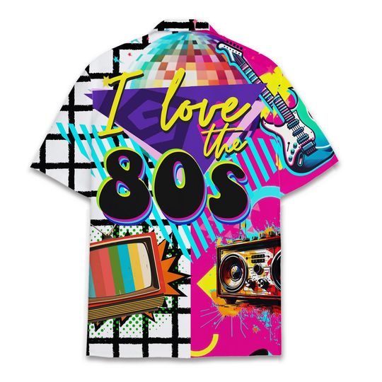 Retro 80s 90s Pattern Hawaiian Shirts, Graphic 80s 90s Retro Shirt