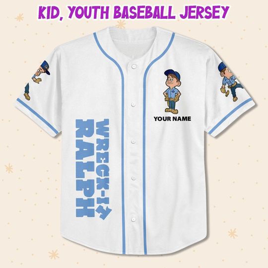 Custom Disney Wreck it Ralph Felix Simple Baseball Jersey