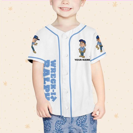 Custom Disney Wreck it Ralph Felix Simple Baseball Jersey
