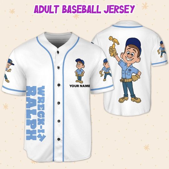 Custom Disney Wreck it Ralph Felix Simple Baseball Jersey