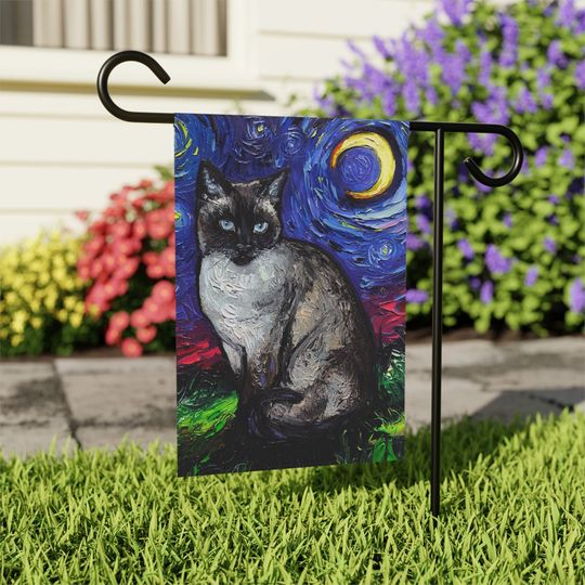 Siamese Cat Starry Night Yard and Garden Flags