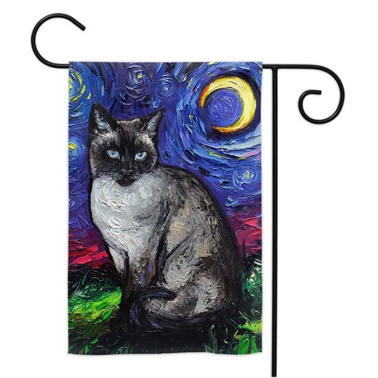 Siamese Cat Starry Night Yard and Garden Flags