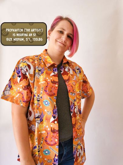 DIGIMON Agumon Pattern Button Up Hawaiian Shirt