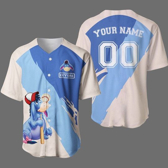 Personalized Eeyore Playing Baseball Winnie The Pooh Disney Baseball Jersey