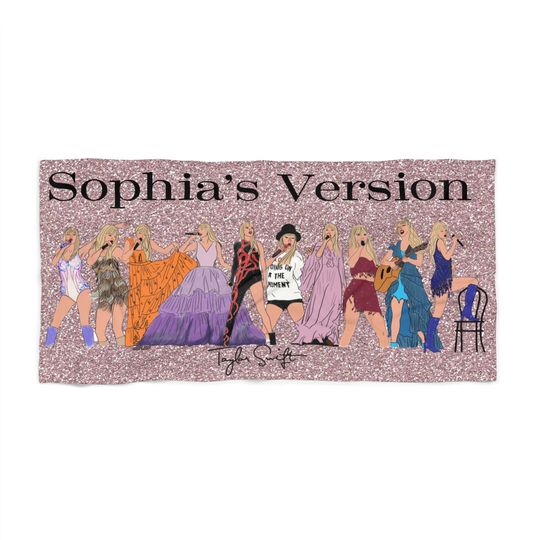 Custom PINK Sparkle Eras Tour Beach Towel