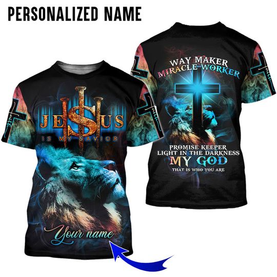 Personalized way maker, miracle worker Jesus shirt, Jesus Cross shirt, Jesus apparel