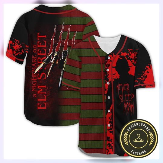 Never Sleep Again Baseball Jersey, Freddy Krueger Baseball Shirt