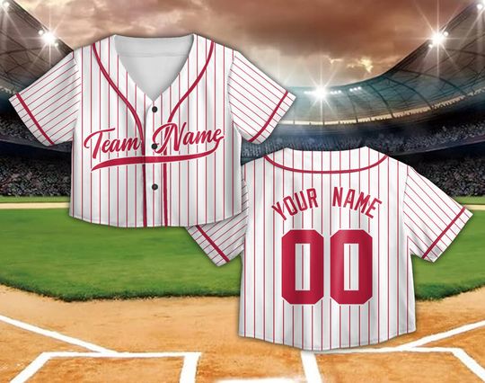 Personalized American Baseball Team Jersey Custom Crop Top Jersey Baseball Shirt